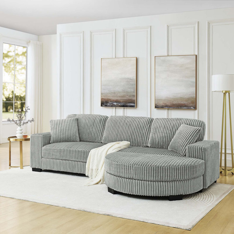 Canapé-lit modulaire rembourré Corduroy, Gris