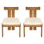 Chaise de salle à manger moderne Asteron en bois d'acacia massif avec dossier à lattes et coussin d'assise épais rembourré, pour usage intérieur et extérieur-135349341