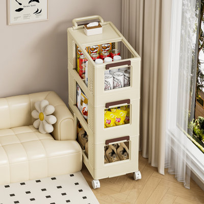 3-Tier Kitchen Storage Cart,Multifunction Utility Rolling Storage Organizer