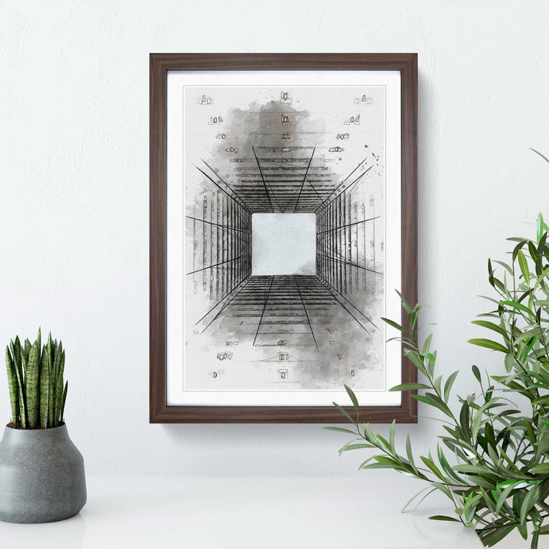 Sketching the Architecture Vol.57 - Picture Frame Drawing Print, Walnut Framed, 65cm H x 48cm W x 2cm D