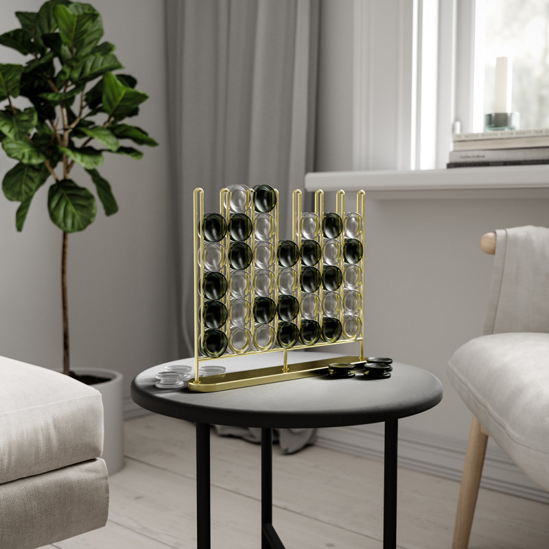 Modern Brass and Frosted Acrylic Connect Four Game