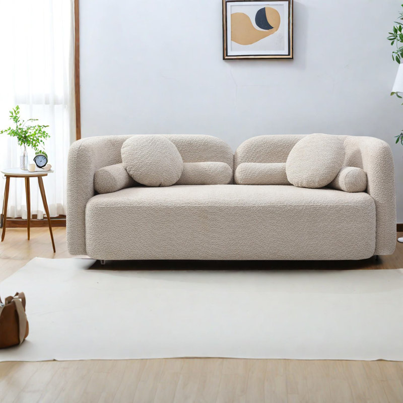 Canapés modernes beige clair, revêtement Boucle, pour le salon et le bureau personnel