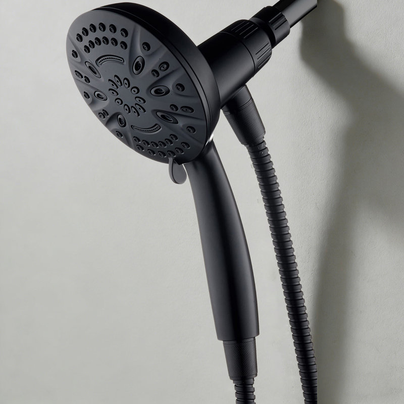 8-Setting Handheld Shower Head, 5 Inch Face, Magnetic Docking System, 72 Inch Stainless Steel Hose, Black