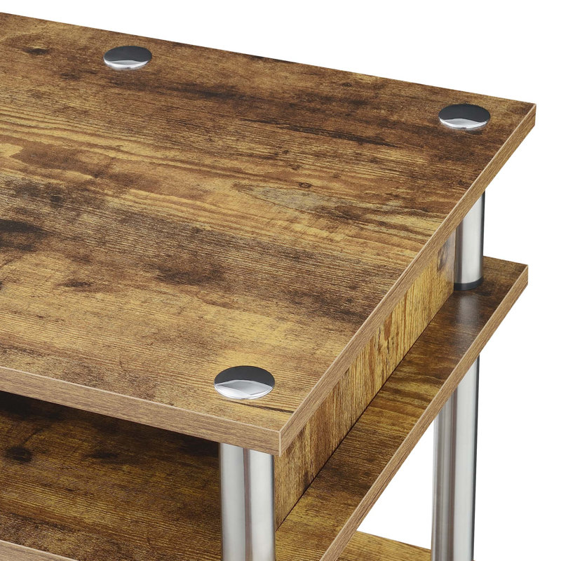 Bureau d'écriture avec tablettes sans outils Edwin, Bois de grange / mâts argent