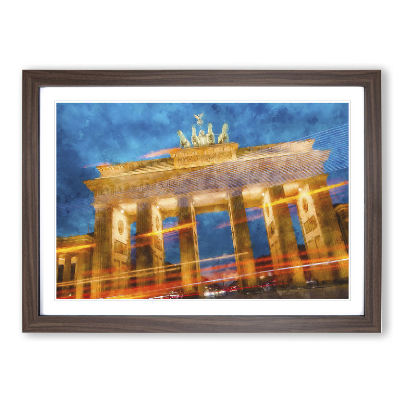Brandenburg Gate in Berlin Vol.1 - Picture Frame Painting, Walnut, 36cm H x 48cm W x 2cm D