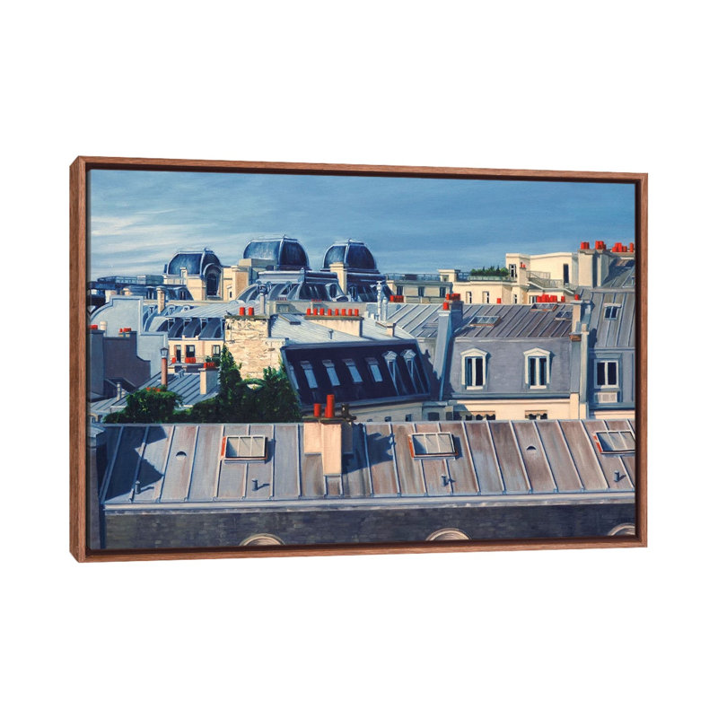 Paris Rooftops I by Nick Savides - Print on Canvas, 66.04 cm H x 45.72 cm W, Classic Brown Wood Framed