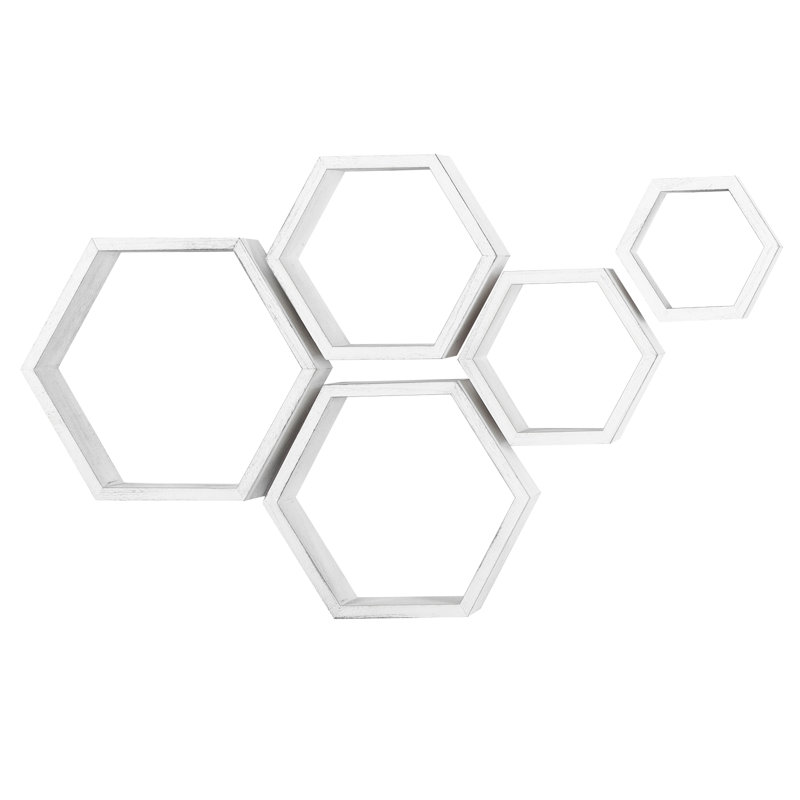 5 Piece Hexagon Floating Shelf
