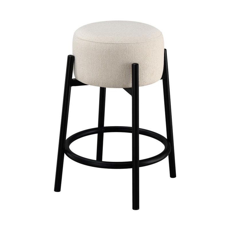 White Metal Backless Contemporary Counter Stools, Set of 2