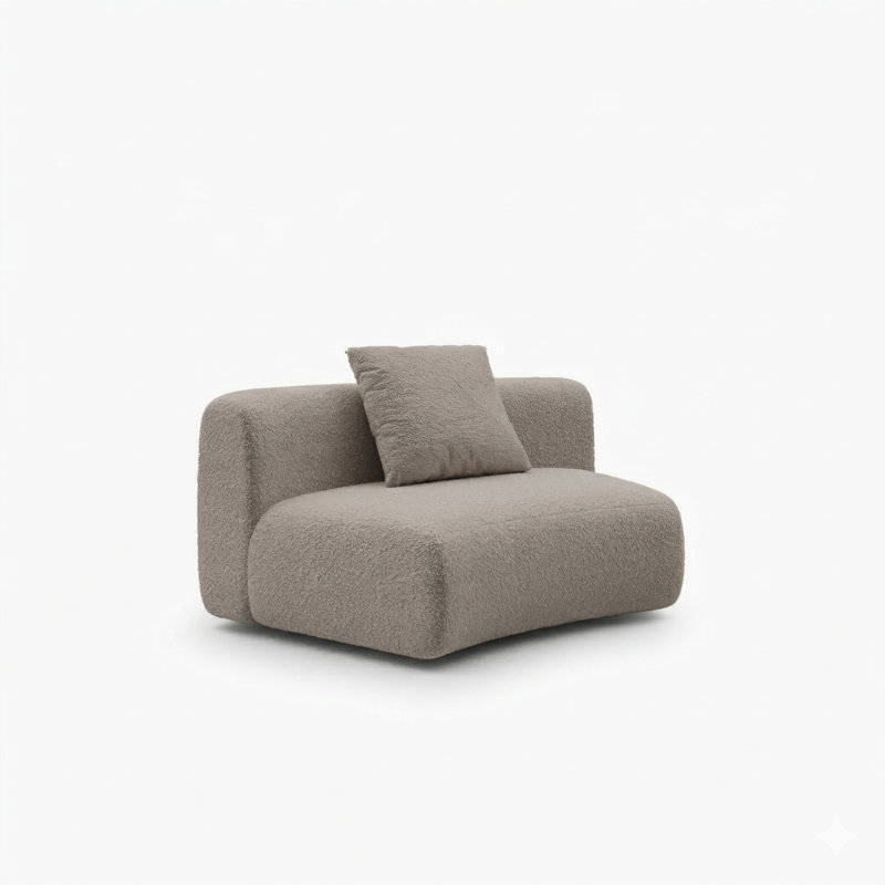 Canapé modulaire incurvé Formia Boucle, H 26,8 po x l 57 po x P 37 po, Light Coffee