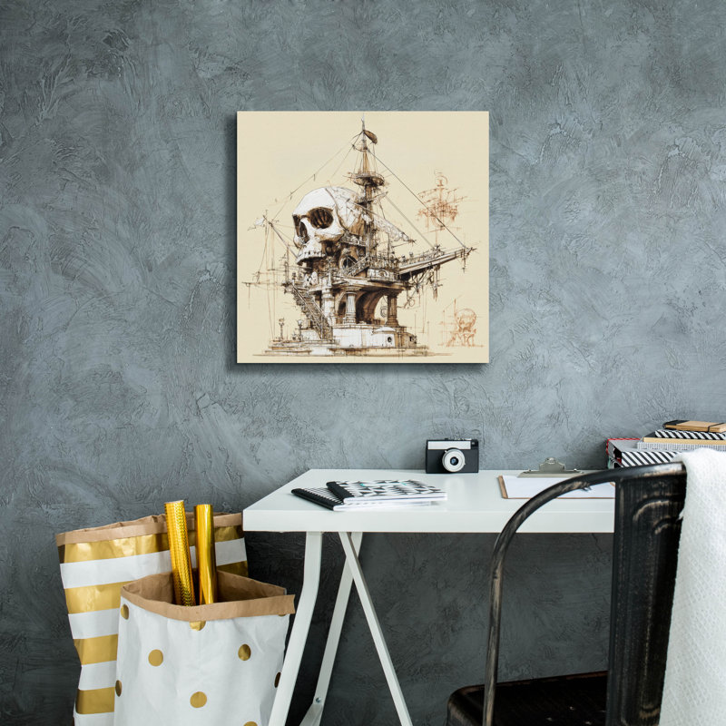  «Pirate Ship Blueprint 2» par Ann Klee, art mural sur toile, 18 po x 18 po, H 18 po x l 18 po