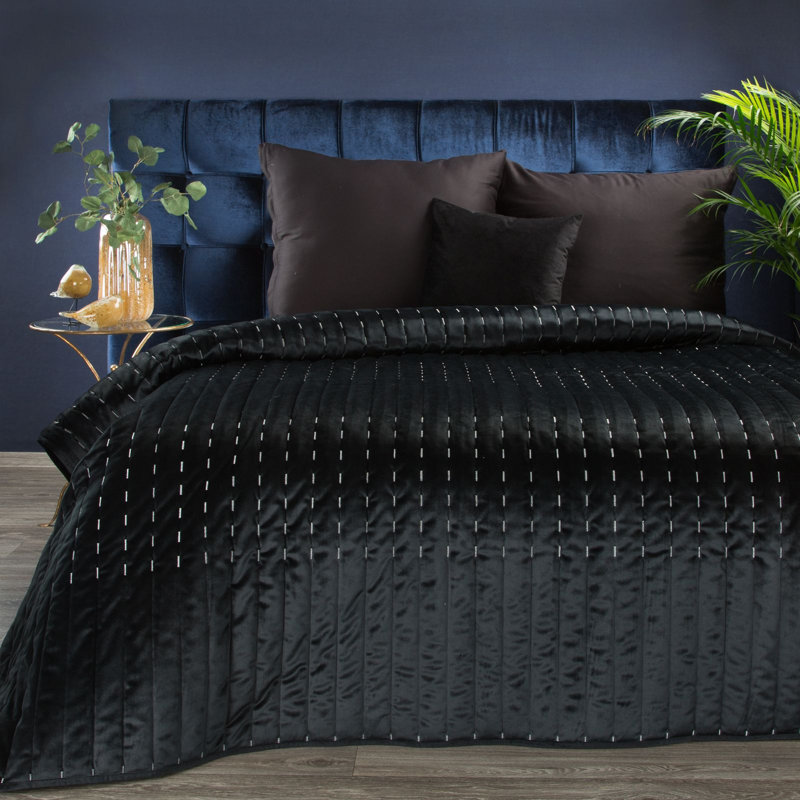 Gamada Geometric Shapes Bedspread, 220 x 240 cm, Dark/Green