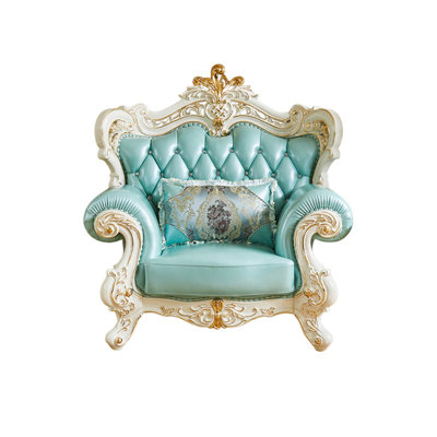 European-style Pastoral Leather Chair Leather Armchair