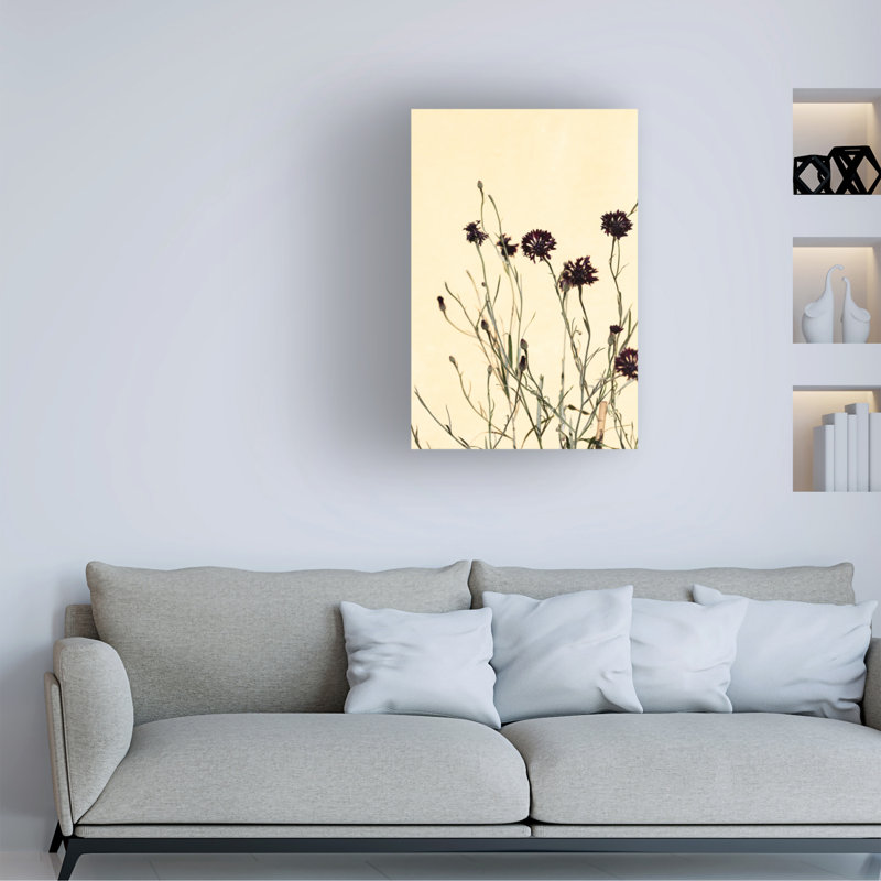 Fleurs fanées sur toile, H 19 po x l 12 po x P 2 po