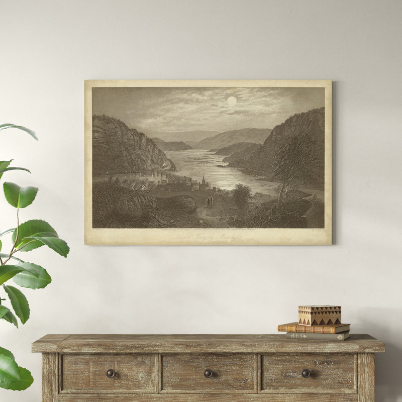 " Harpers Ferry By Moonlight " by Robert Hinshelwood Painting Print, 32" H x 48" W x 1.25" D
