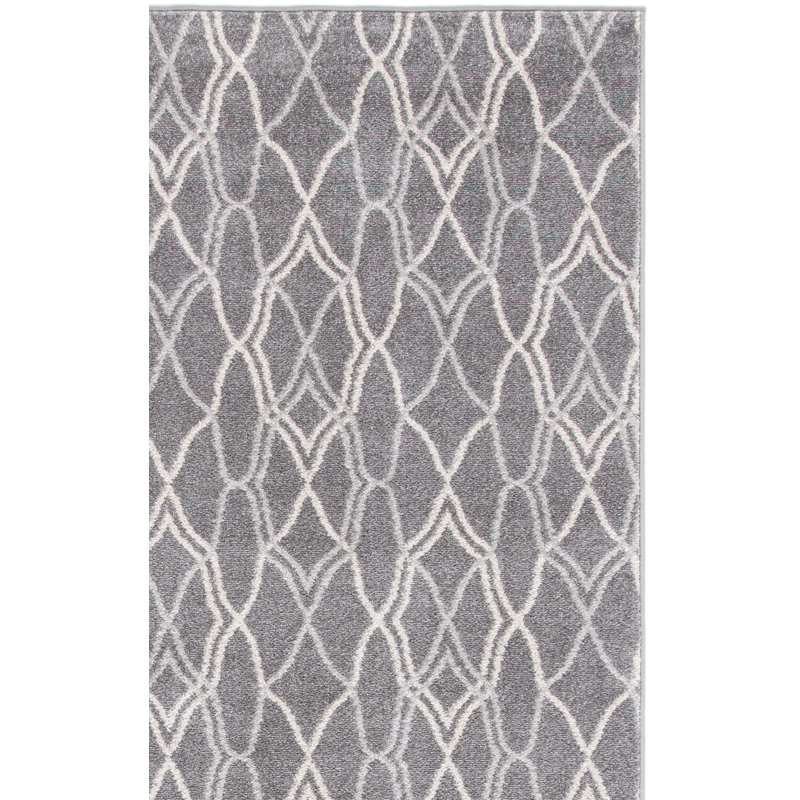 Ammundsen Geometric Gray Area Rug, Rectangle 9' x 12'