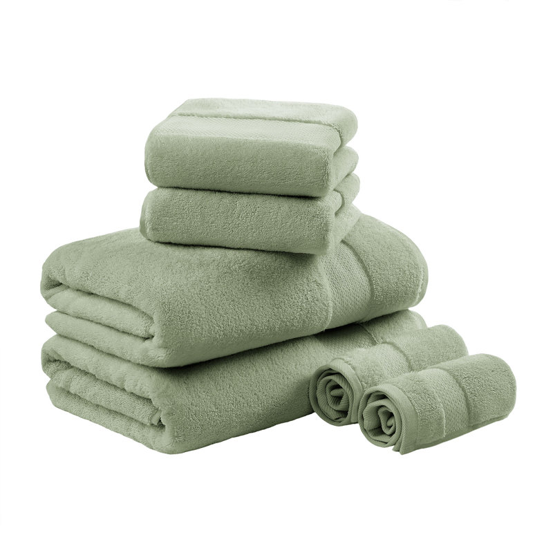 Ensemble de 6 serviettes de bain en coton haut de gamme, style turc, 600 g/m², vert moderne