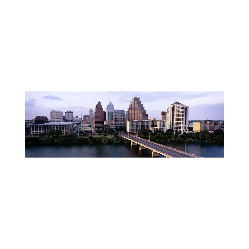 Skylines In A City, Lady Bird Lake, Colorado River, Austin, Travis County, Texas, USA by Panoramic Images - Wrapped Canvas Panoramic Print