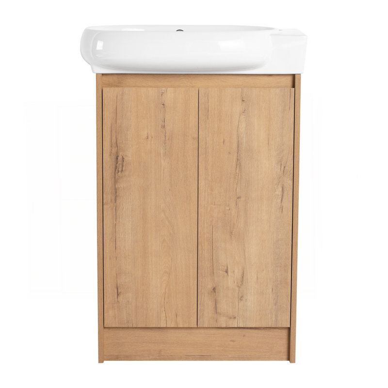 Meuble-lavabo autoportant de 23 po avec lavabo et portes à fermeture douce, Chêne