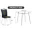 Verre transparent et salle à manger en métal argenté pour 4 personnes: table avec pieds en polyuréthane et chaises noires en polyuréthane