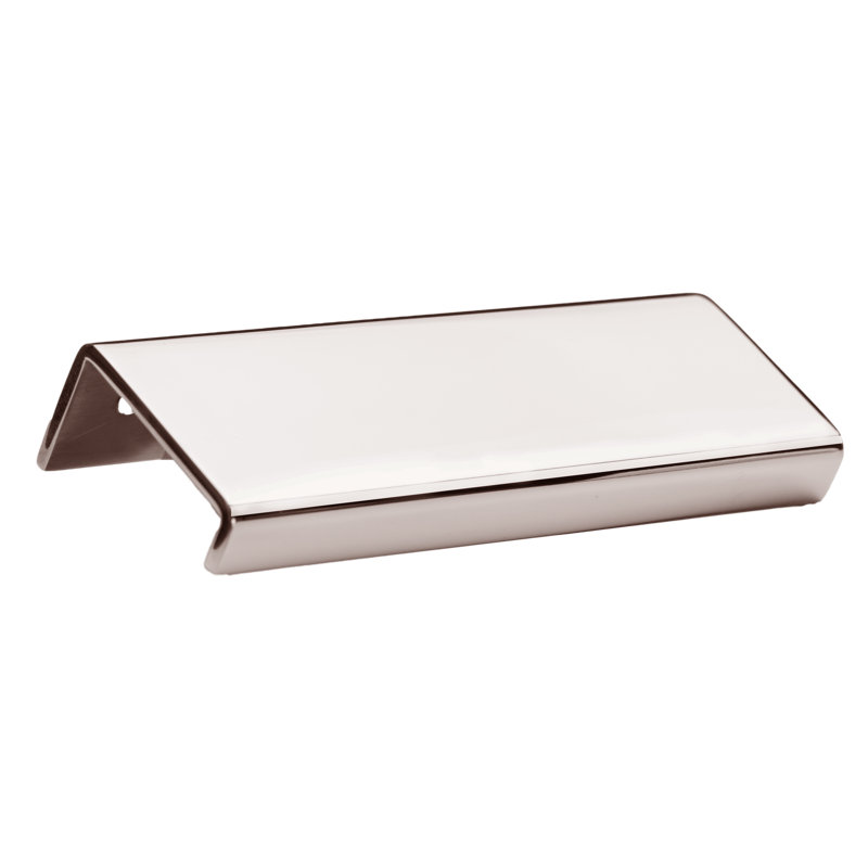 Modern Cabinet Finger Edge Pull, Polished Stainless Steel, 11 13/16"