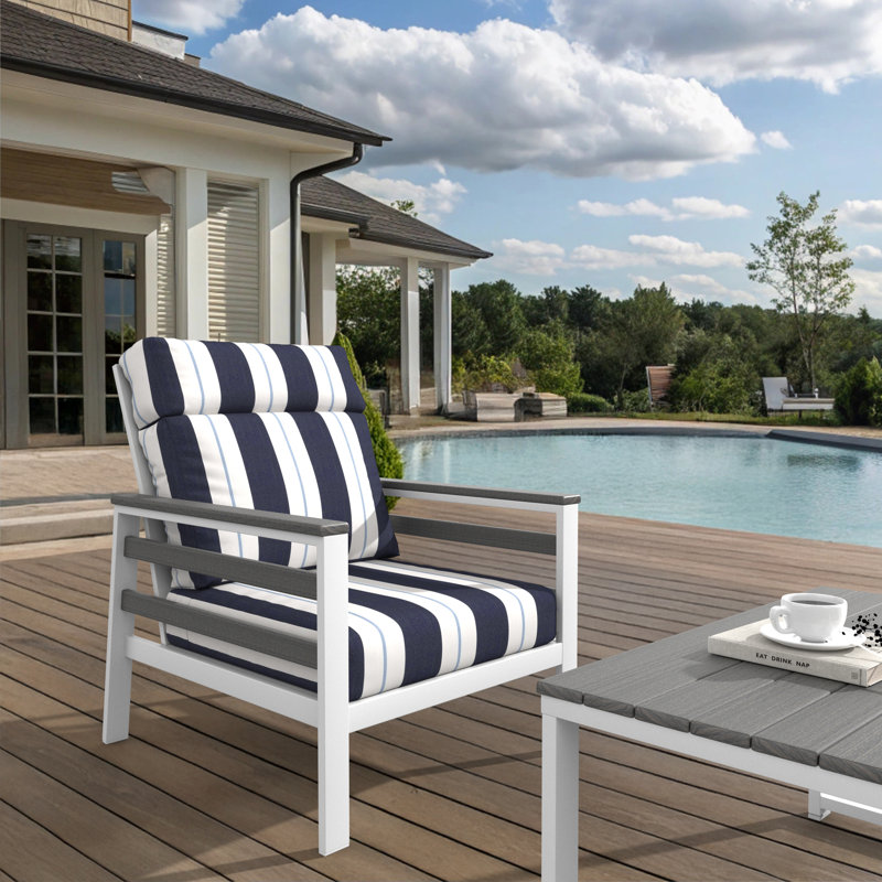 Townsend Metal Outdoor Lounge Club Chair With Sunbrella Cushion