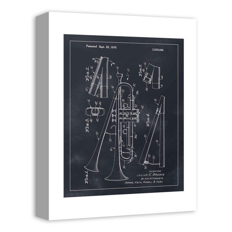 «Dual Bell Trumpet» sur toile, H 16 po x l 12 po x P 1,25 po, Toile tendue