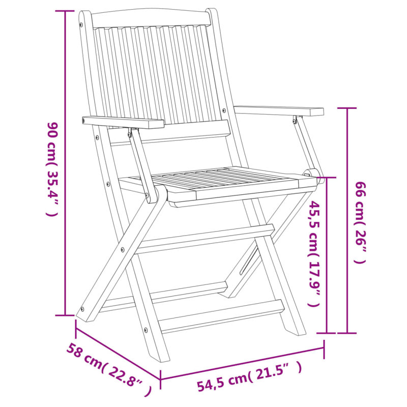 Spokane Solid Wood Accent Folding Chair Set, 90cm H x 54.5cm W x 58cm D