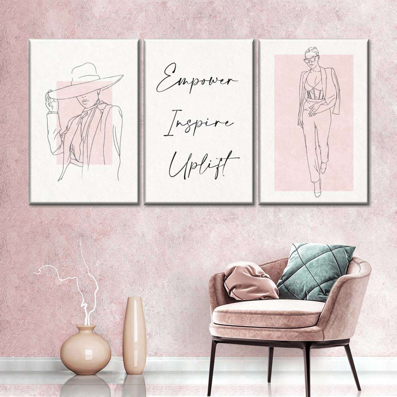 " Empower Inspire Uplift " 3 Piece Art, 27" H x 56" W