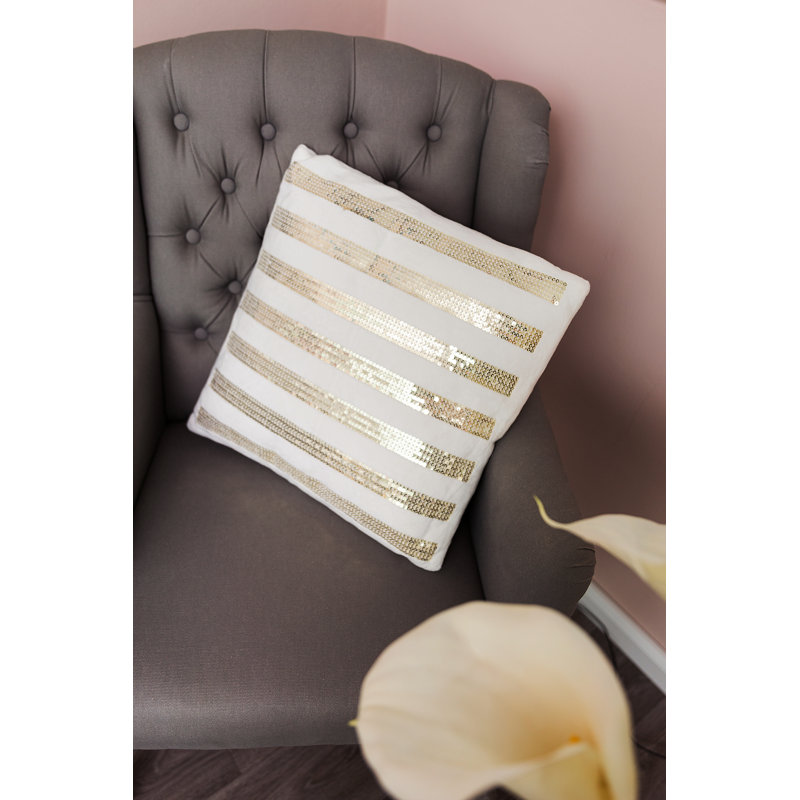 Brower Striped Square Cushion, Gold