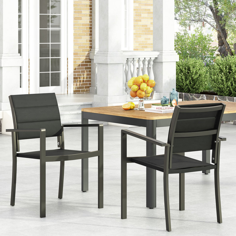 Outdoor Black Mesh Chair - Aluminum Frame, , Modern, 23"W X 22"D 32.44"H Seat Mesh, 22" 23" 32.44