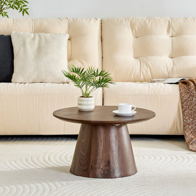 Table basse circulaire en panneau de fibres à densité moyenne en bois de noyer - diamètre 23,6 pouces (sans la chaise)