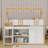 Wooden Low Loft Bed With LED Lights, Storage Shelf And Cabinets-590955769