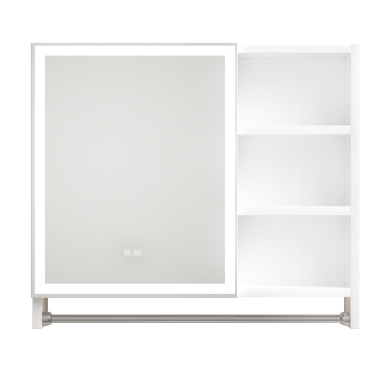Élégante armoire à pharmacie en aluminium de 32 po x 28 po avec lumière DEL et miroir