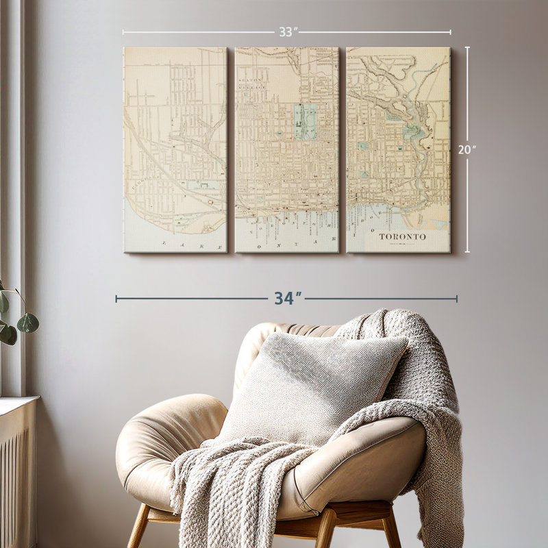 «Map Of Toronto» sur toile, H 20 po x l 33 po x P 1,25 po