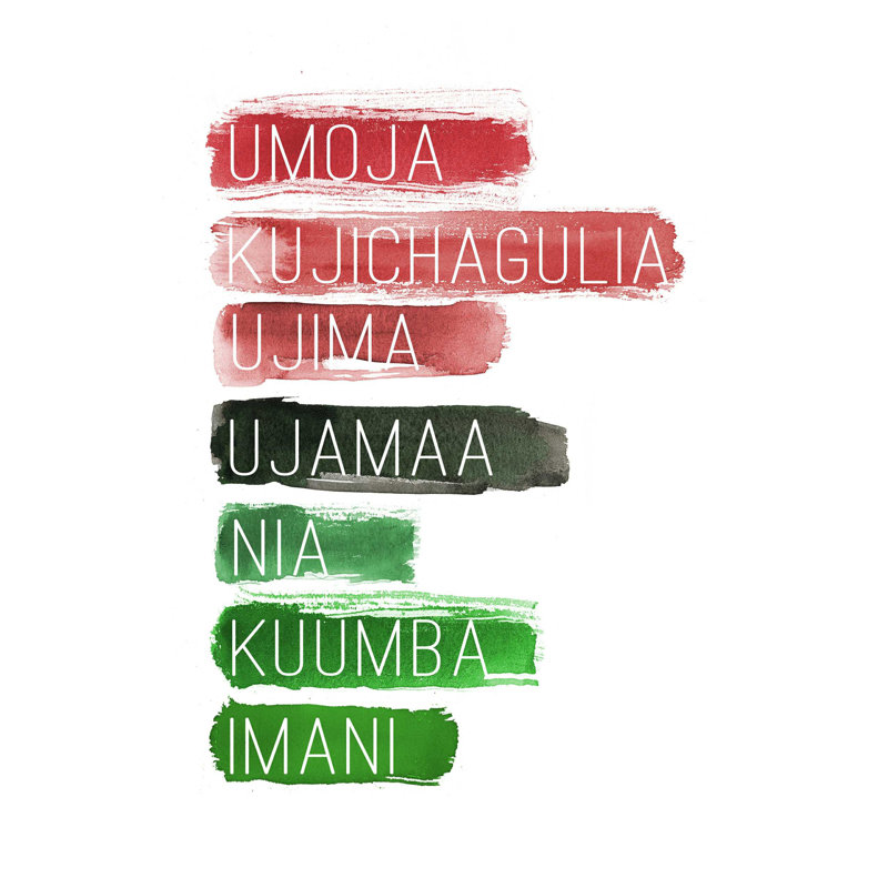 «Strokes Kwanzaa Principles», impression sur toile tendue, H 32 po x l 24 po