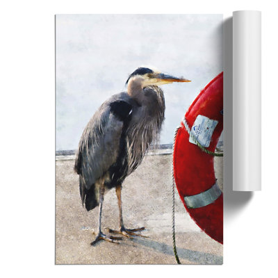 Blue Heron Painting - Frameless Print