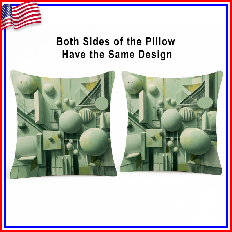 Geometric Spherical Composition Double Sided Throw Pillows, 18 x 18 inches
