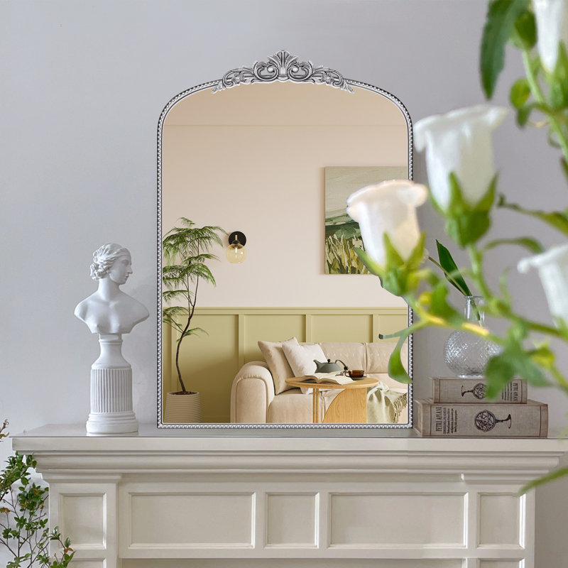 Miroir d'appoint mural Vintage Baroque, Argent argent