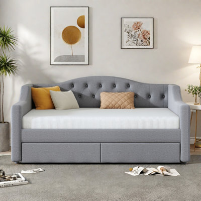 Modern Upholstered Daybed With Led Belt, Trundle And Button Tufted Design by Red Barrel Studio