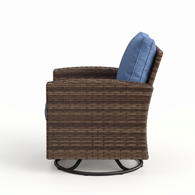 Chaise de patio d'extérieur en osier tissé à la main, Brun, Marine