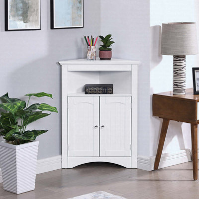 Armoire de plancher de salle de bain et d'angle avec portes et tablettes - Rangement multifonctionnel pour la cuisine, le salon ou la salle de bain