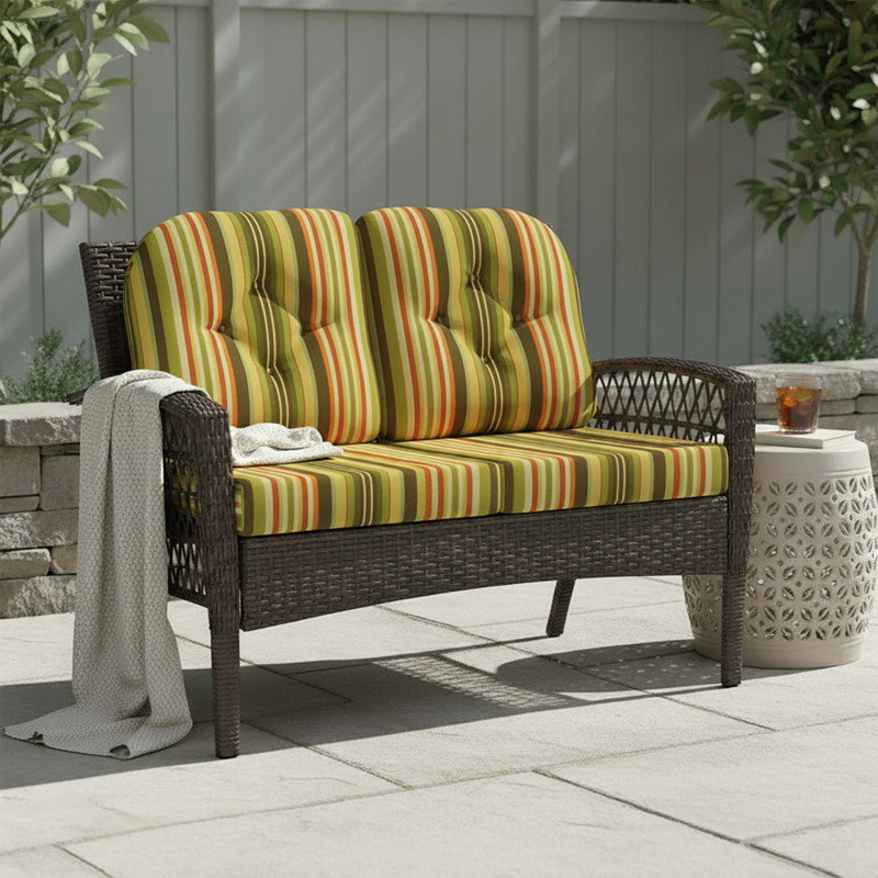 Coussin de remplacement pour causeuse d'extérieur Sunbrella, Memory Lane rayé