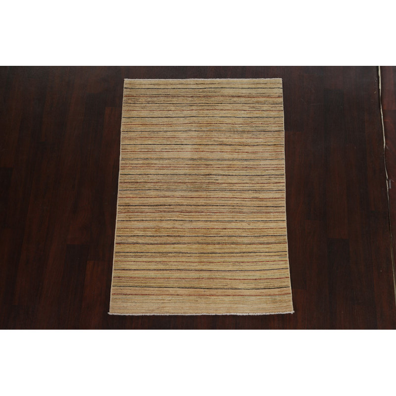 Tapis rayé Gabbeh Kashkoli noué à la main 3 pi 3 po x 4 pi 11 po