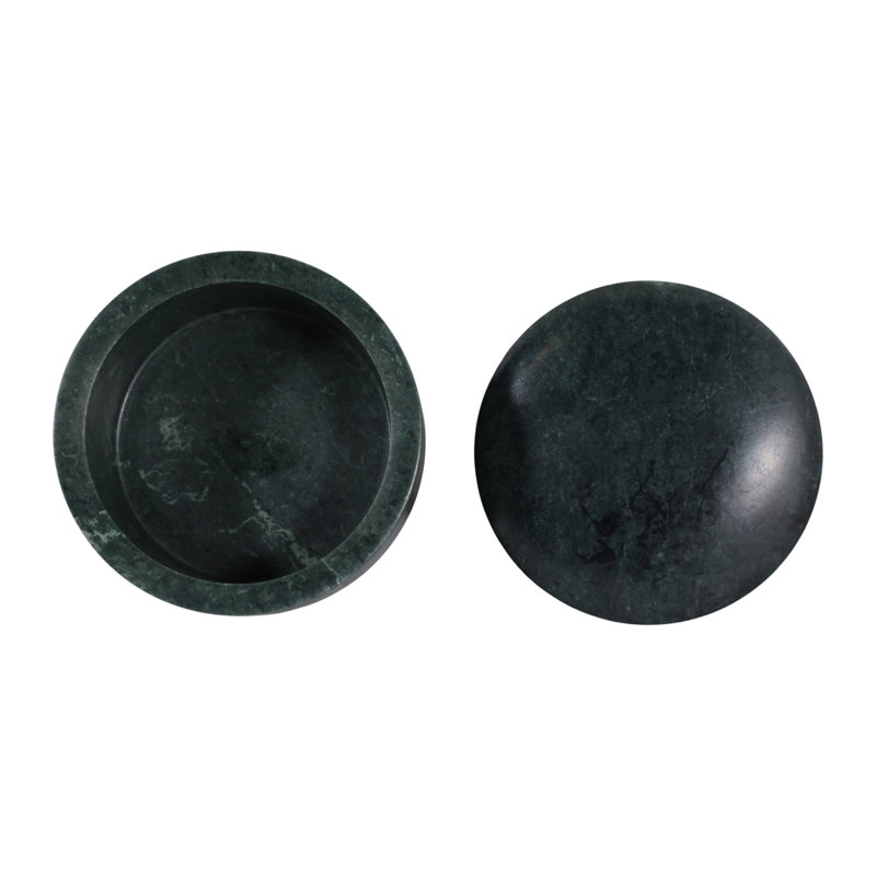 Boîte de rangement ronde moderne en marbre avec couvercle, idéale pour la décoration de votre coiffeuse ou de votre bureau - 12,7 cm (5 pouces), verte