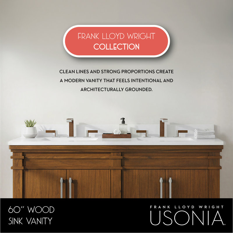 FLW Harmony 36 Wood Sink Vanity, Walnut, 60