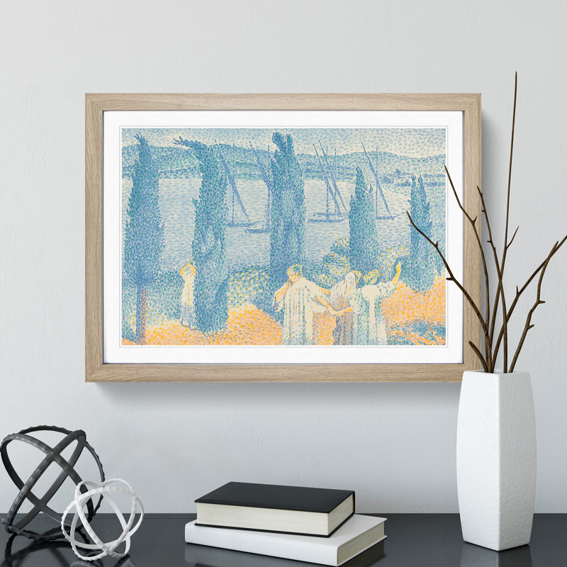 The Promenade by Henri-Edmond Cross - Picture Frame Painting, Oak Framed, 48cm H x 65cm W x 2cm D