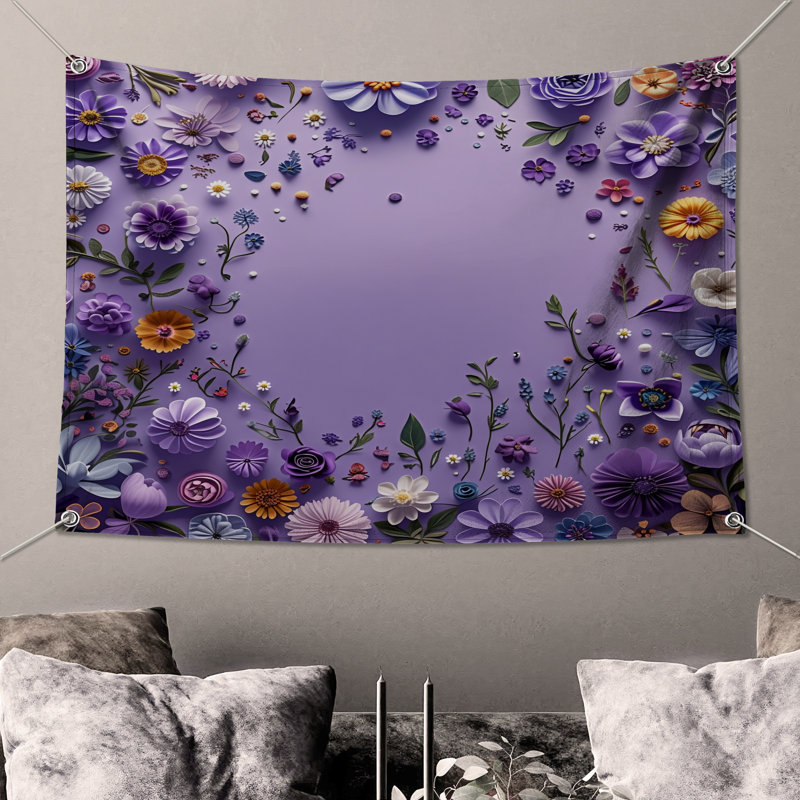 Tapisserie murale arrangement floral - Décoration murale florale, 104in H x88 with 4 Grommets