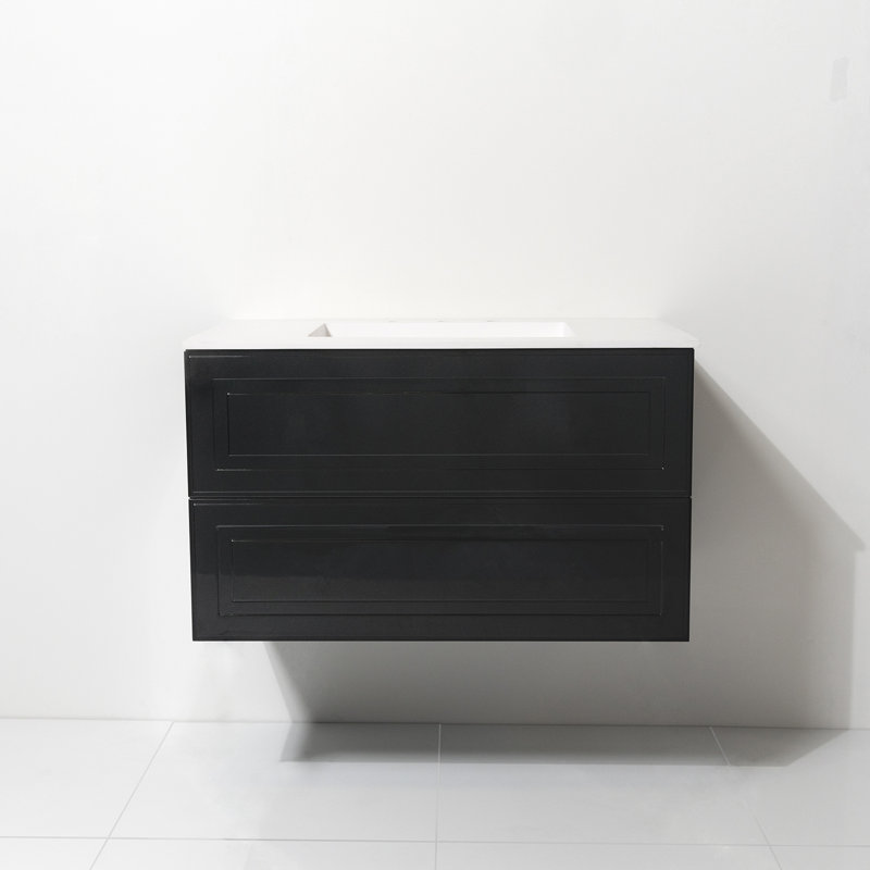 Cavinder 30.25'' Single Bathroom Vanity with Polyglomerate Top, Black
