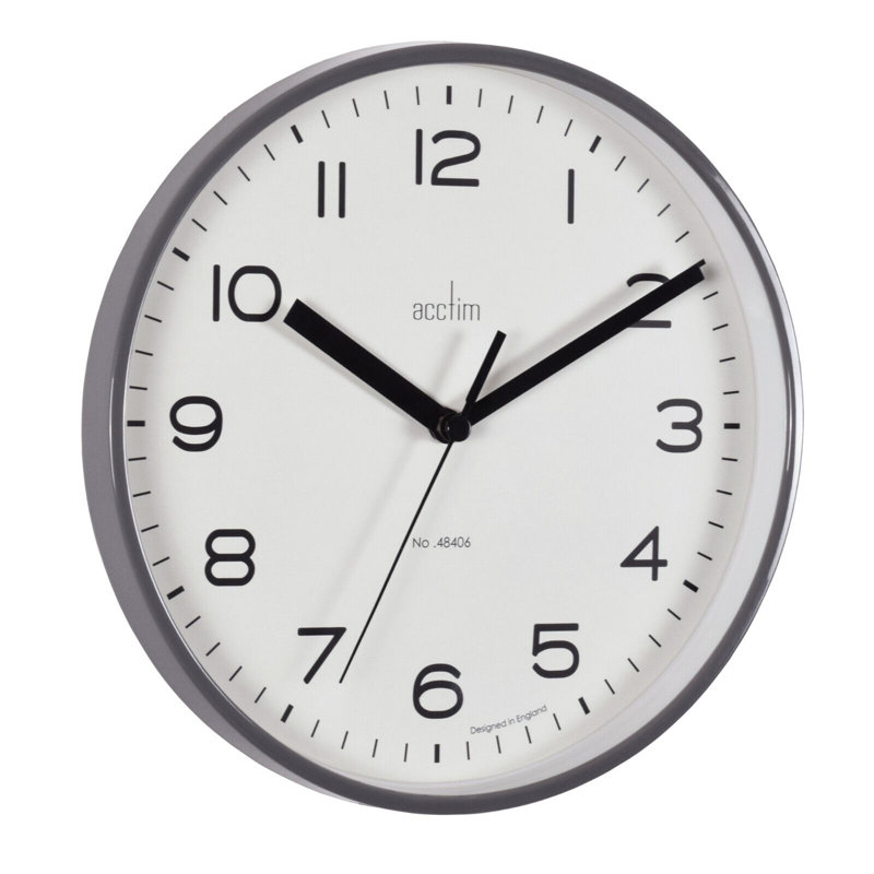 Acctim Runwell Small Wall Clock Quartz Slimline Case 20cm, Grey