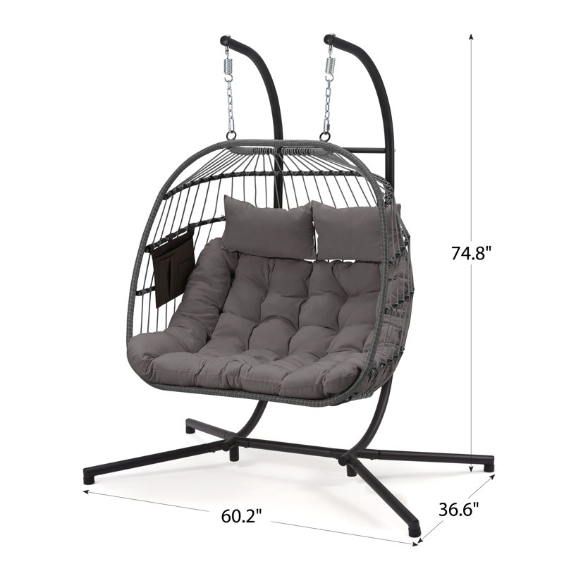 Balancelle avec support pour 2 personnes EROMMY, Gris